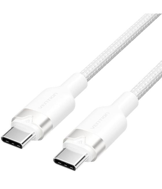 Cable usb 2.0 tipo-c 3a vention trdwf/ usb tipo-c macho - usb tipo-c macho/ hasta 60w/ 480mbps/ 1m/ blanco