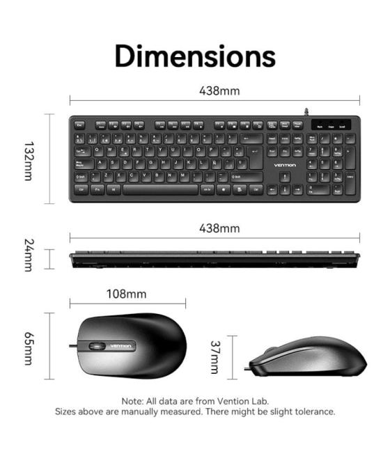 Teclado y ratón vention combo ktcb0-es/ negro