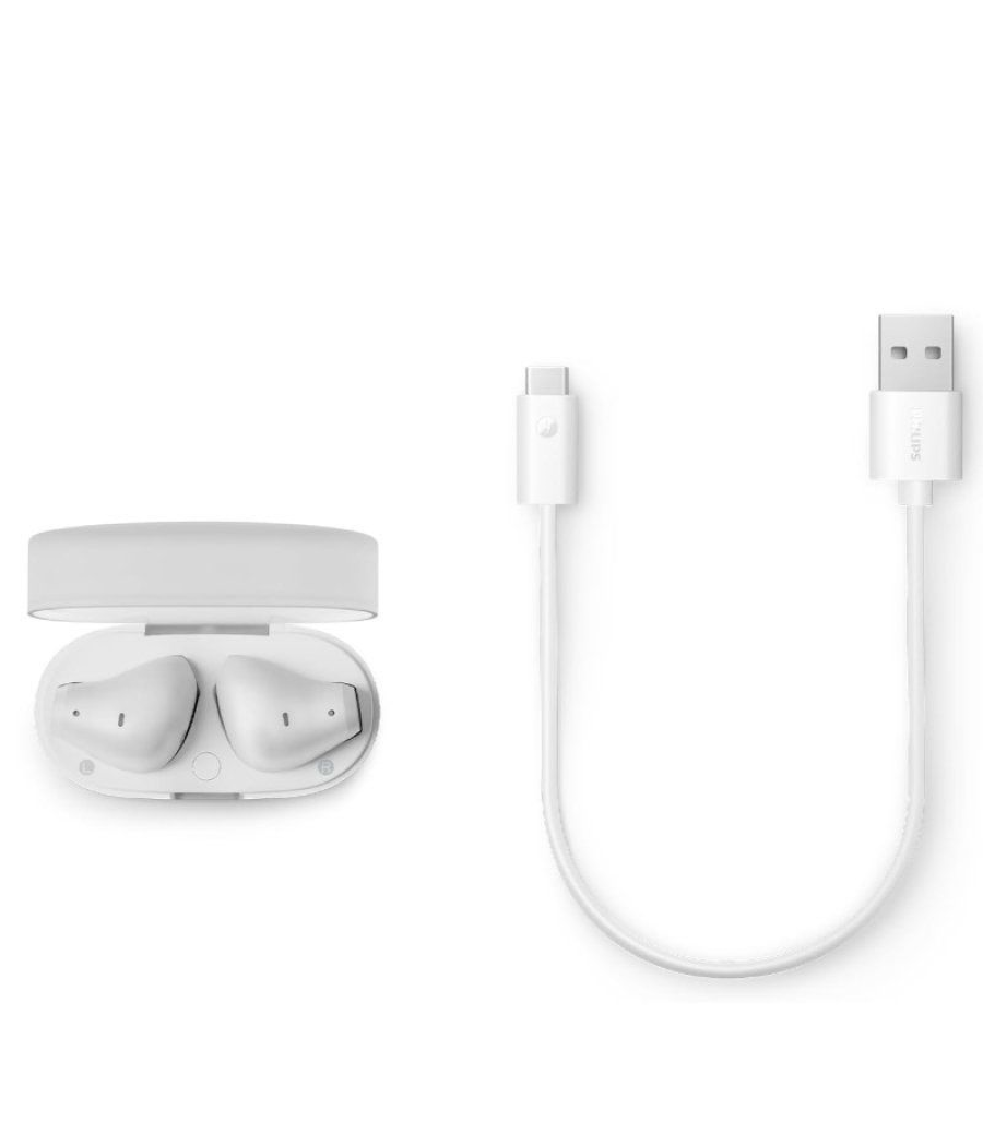 Auriculares bluetooth philips tat2139wh con estuche de carga/ autonomía 7h/ blancos