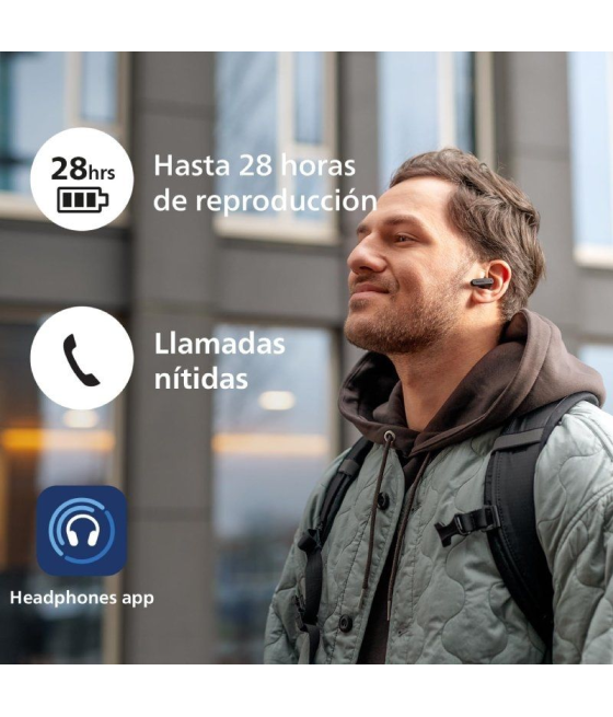 Auriculares bluetooth philips tat2139wh con estuche de carga/ autonomía 7h/ blancos