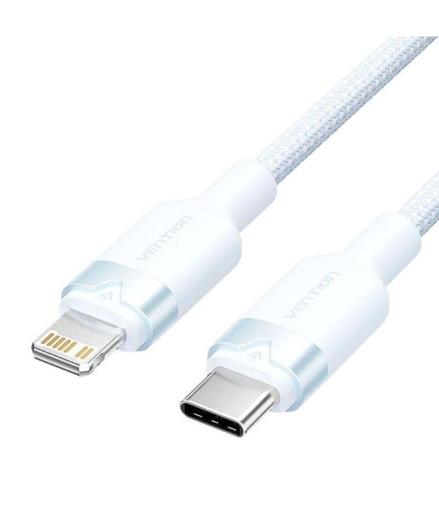 Cable usb tipo-c lightning vention lalsh/ usb tipo-c macho - lightning macho/ 27w/ 480mbps/ 2m/ azul