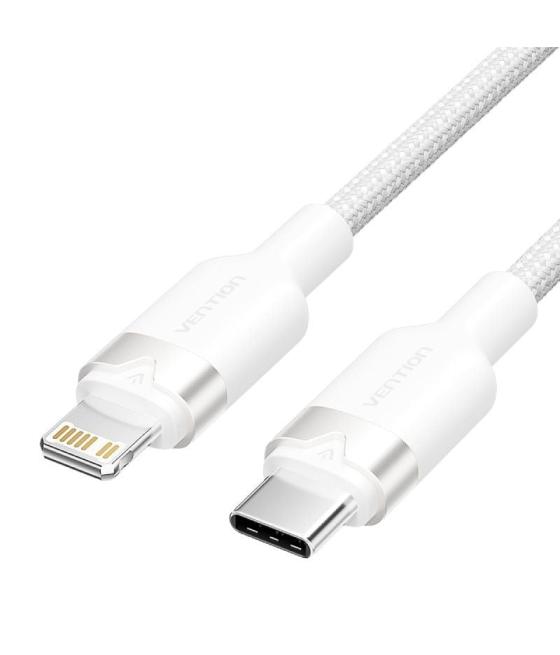 Cable usb tipo-c lightning vention lalwf/ usb tipo-c macho - lightning macho/ 27w/ 480mbps/ 1m/ blanco