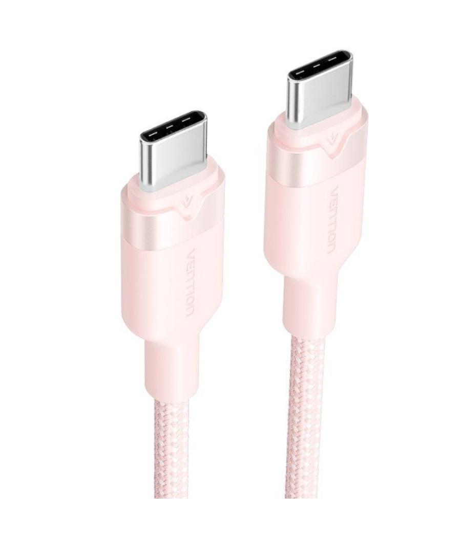 Cable usb 2.0 tipo-c 3a vention trdpf/ usb tipo-c macho - usb tipo-c macho/ hasta 60w/ 480mbps/ 1m/ rosa