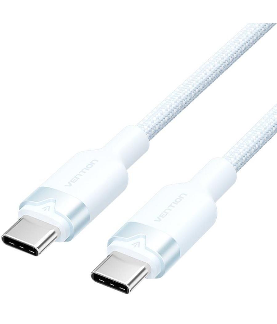 Cable usb 2.0 tipo-c 3a vention trdsf/ usb tipo-c macho - usb tipo-c macho/ hasta 60w/ 480mbps/ 1m/ azul