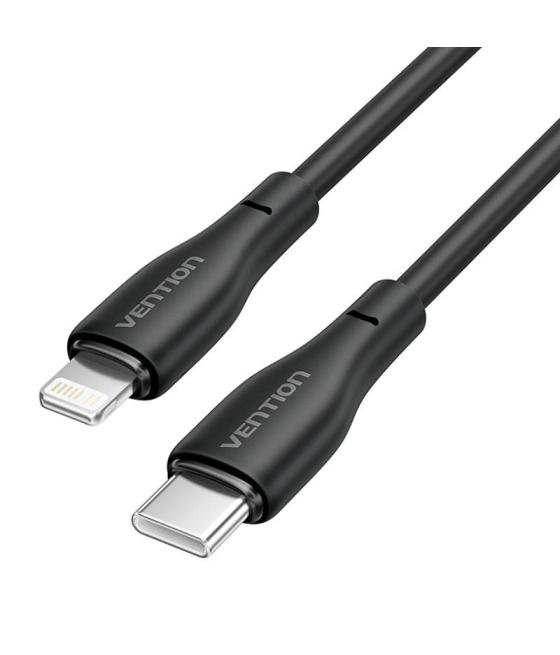 Cable usb tipo-c lightning vention h28bf/ usb tipo-c macho - lightning macho/ 27w/ 480mbps/ 1m/ negro