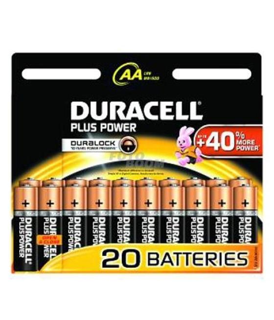 Duracell pilas plus power lr06 alcalinas aa 1.5v -blister 20u-