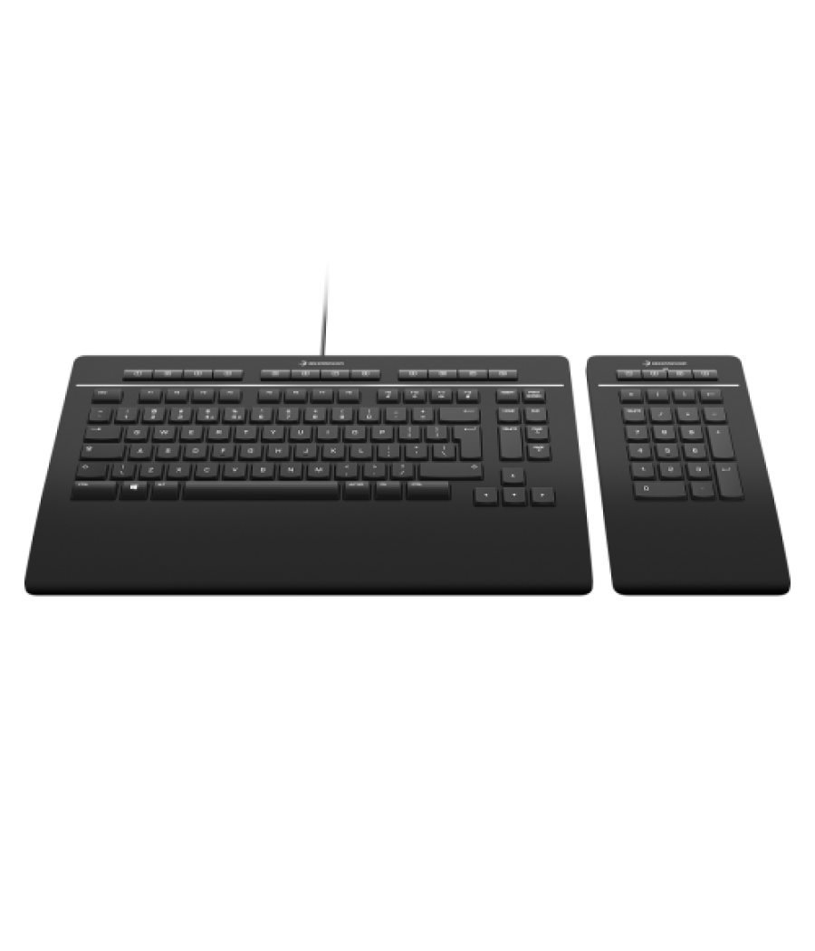 3dconnexion keyboard pro with numpad teclado oficina usb + rf wireless + bluetooth qwertz alemán negro