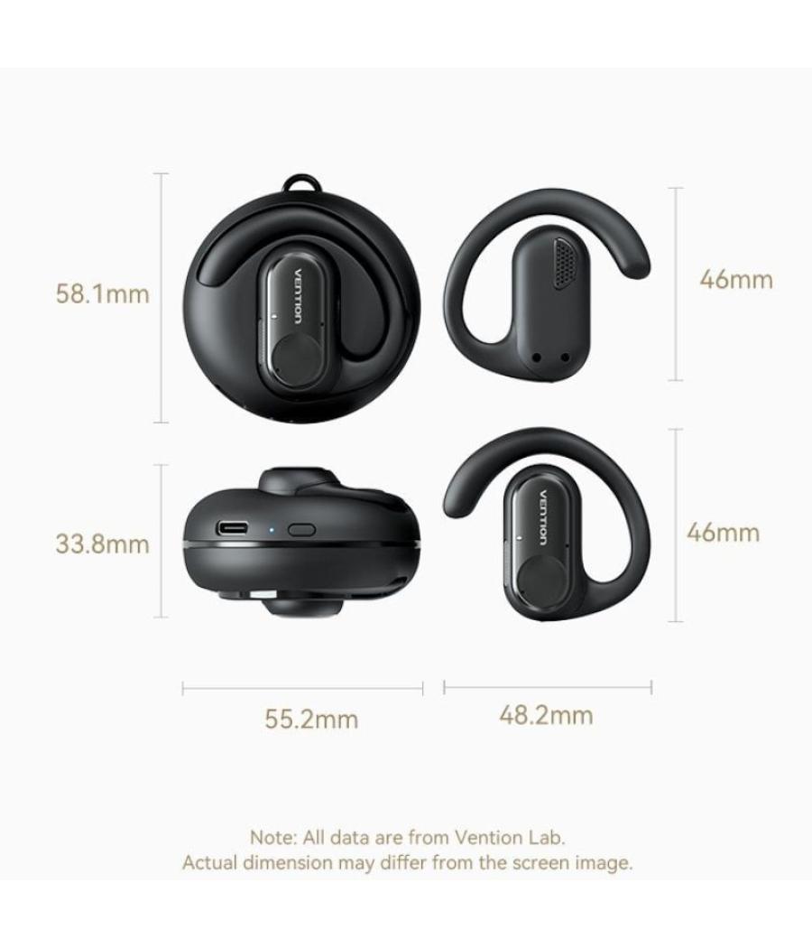 Auriculares deportivos bluetooth vention open ear openbeat o11 nbpb0 con estuche de carga/ negros