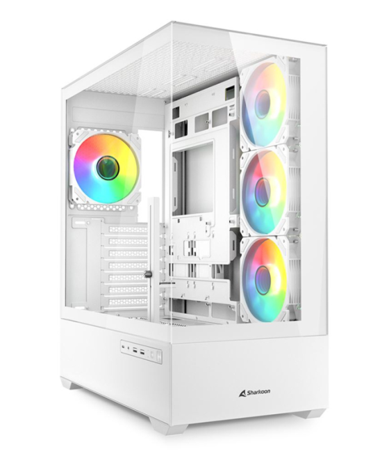 Caja gaming sharkoon ak6 tgv atx blanco 4xvent 120mm 2xusb sn fuente