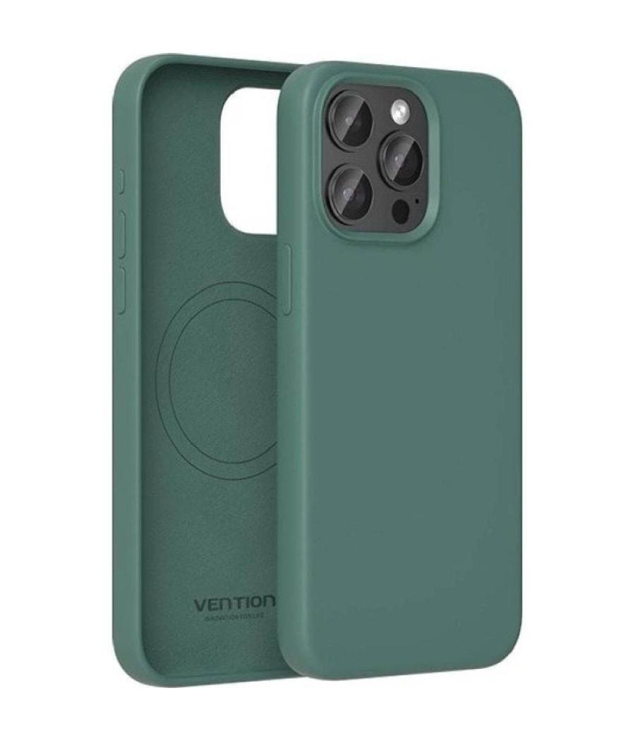 Funda silicona con magsafe vention kufg0-20/ compatible con iphone 15 plus/ verde ciprés