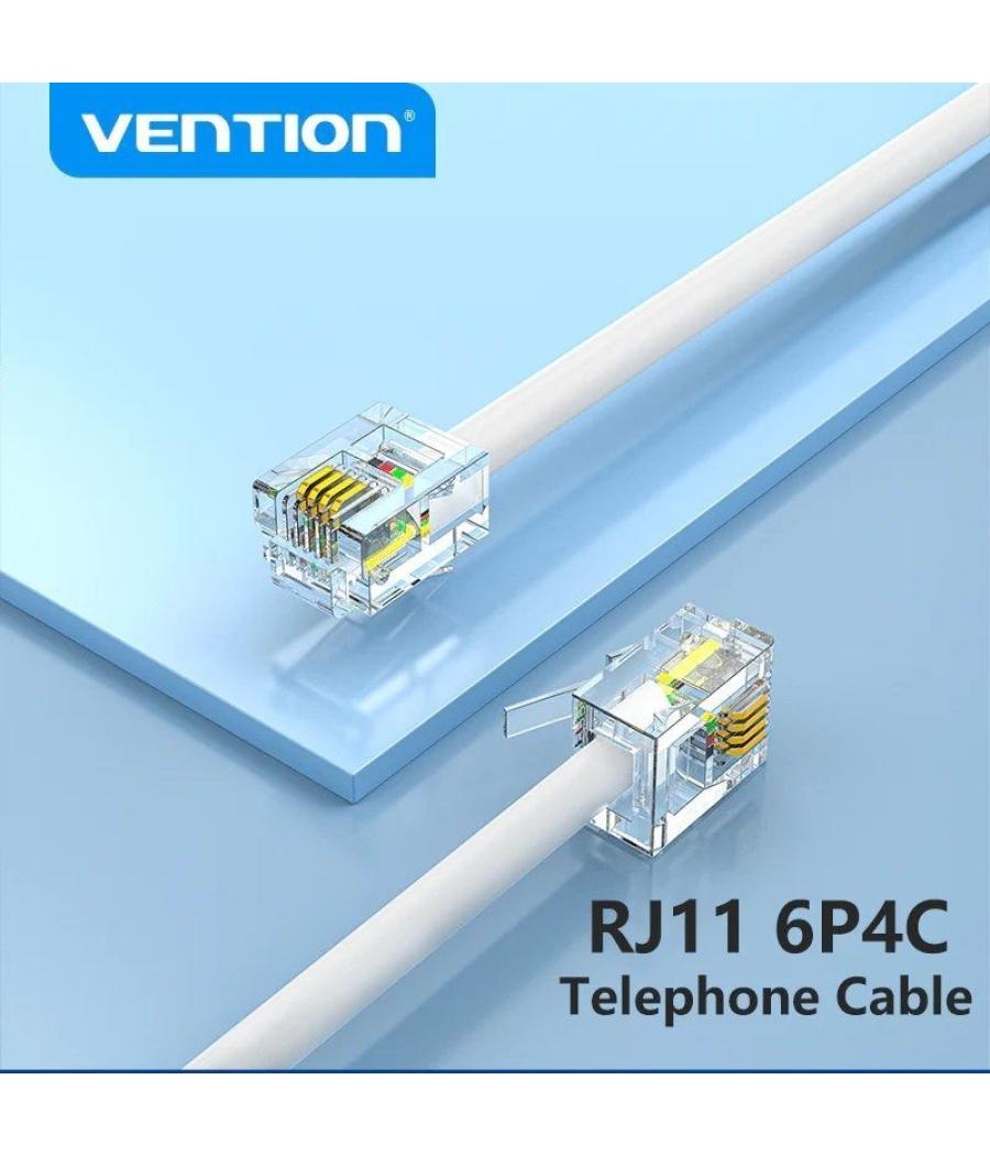 Cable de teléfono rj11 6p4c vention iqbwh/ 2m/ blanco