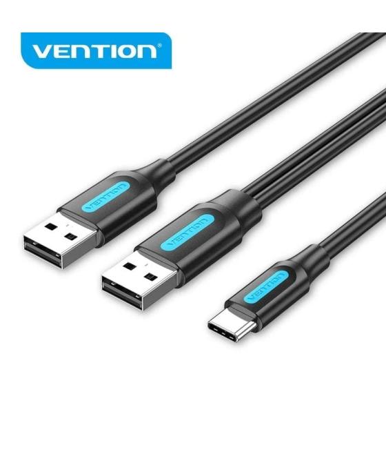 Cable usb 2.0 vention cqkbf/ usb tipo-c macho - 2x usb macho/480mbps/ 1m/ negro