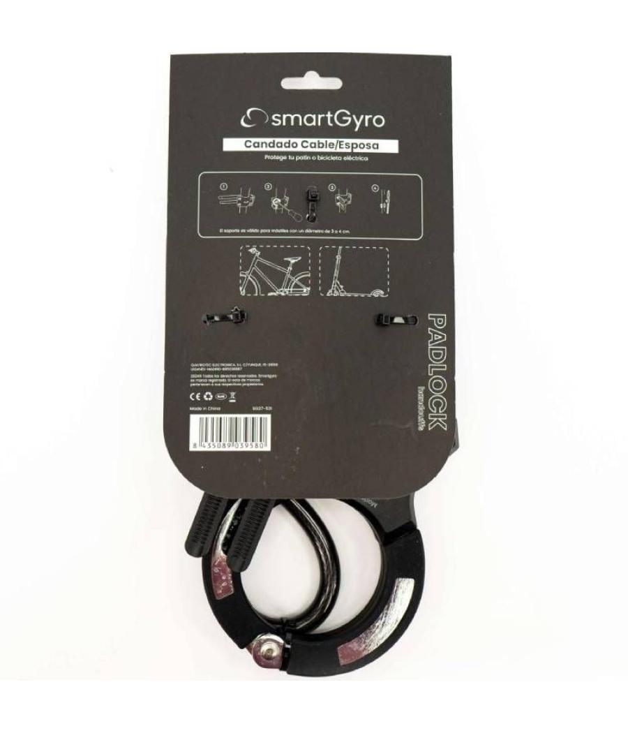 Candado cable/ esposa smartgyro sg27-531 para patinetes y bicicletas/ 16x12x2cm/ cable 120cm