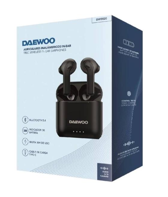 Auriculares bluetooth daewoo dw2020 con estuche de carga/ autonomía 5h/ negros