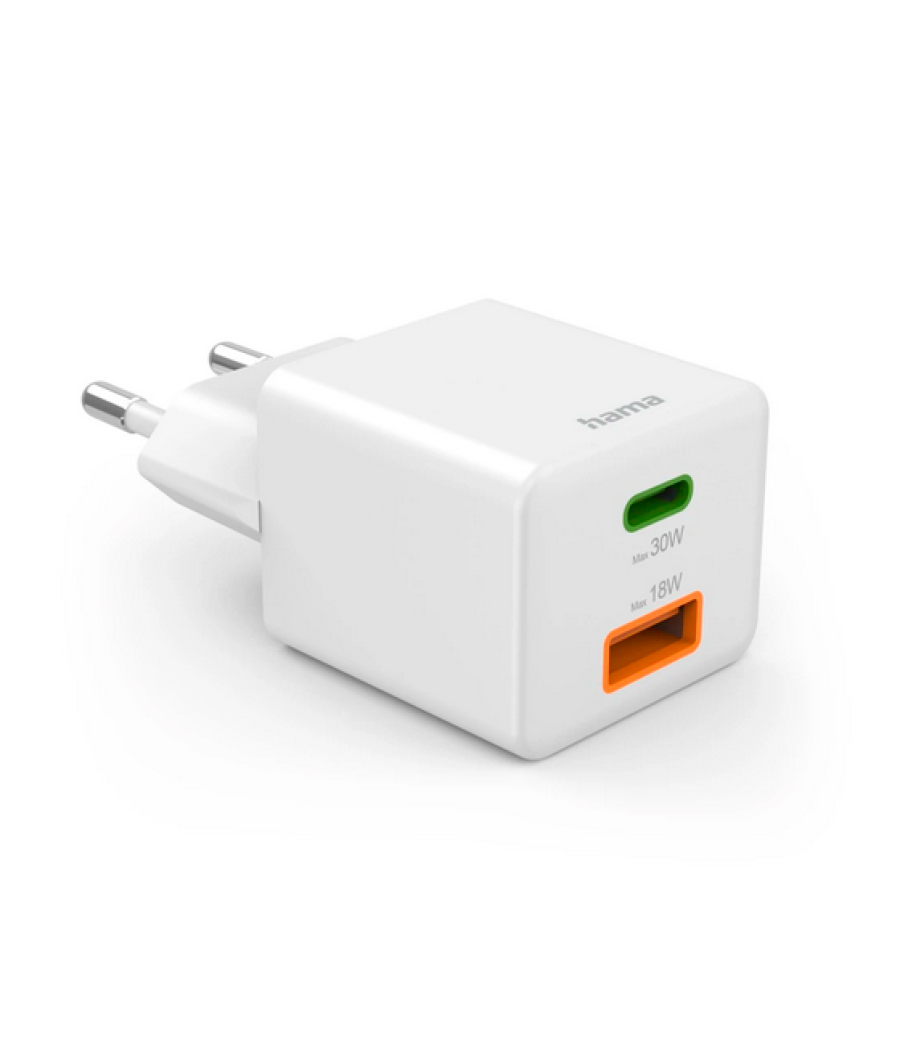 Cargador pared hama 30w 1 x usb tipo c 1 x usb tipo a blanco carga rapida