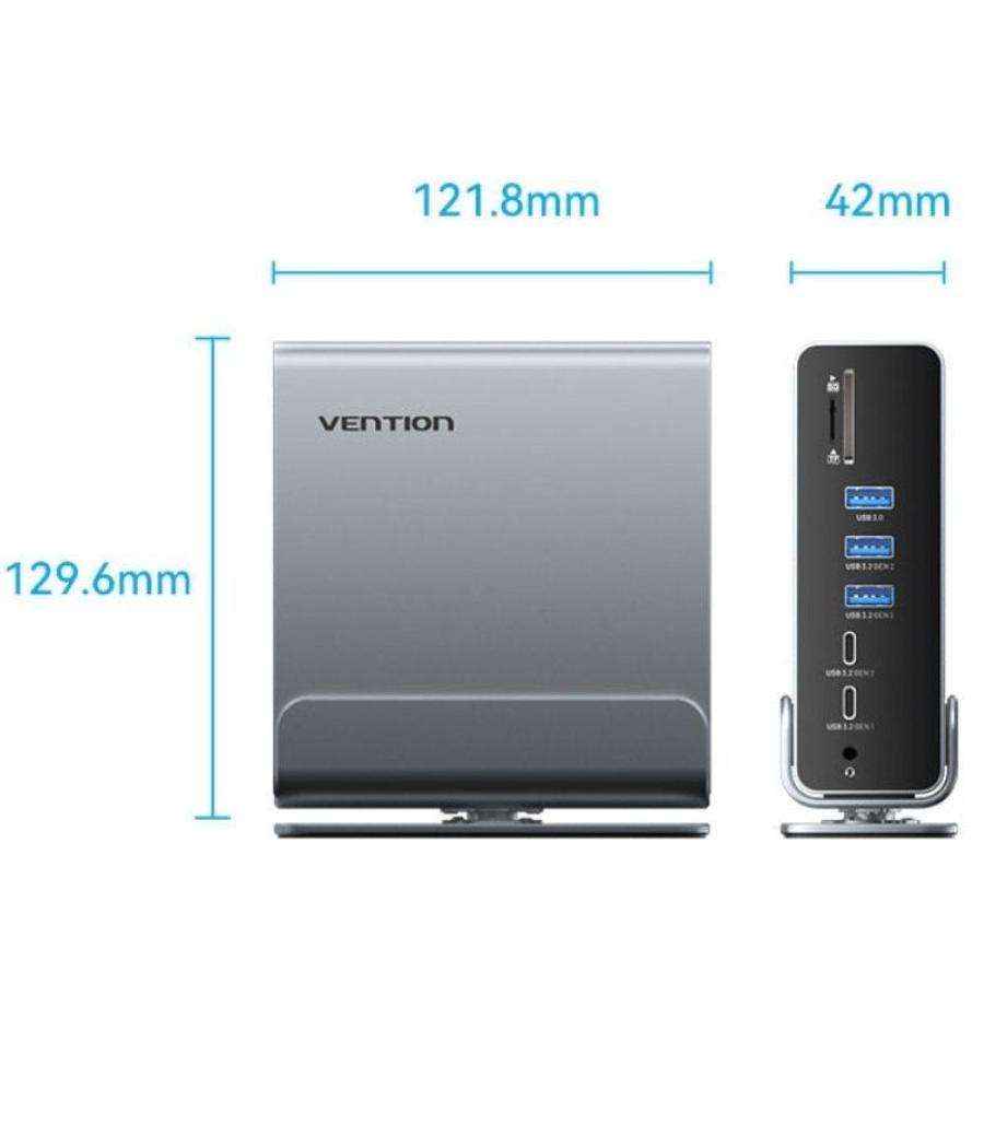 Docking usb tipo-c vention tpuh0/ 2xhdmi/ 1xdisplayport/ 3xusb tipo-c/ 5xusb/ 1xrj45/ 1xlector de tarjetas/ 1xjack 3.5/ 1xusb ti