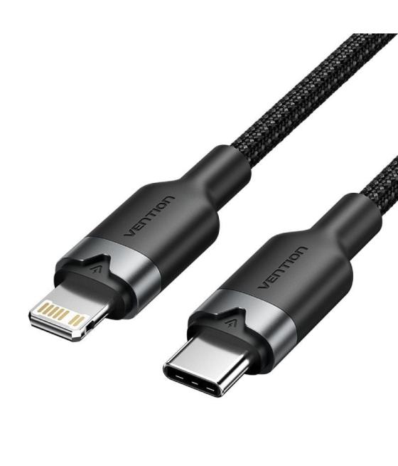 Cable usb tipo-c lightning vention lalbf/ usb tipo-c macho - lightning macho/ 27w/ 480mbps/ 1m/ negro