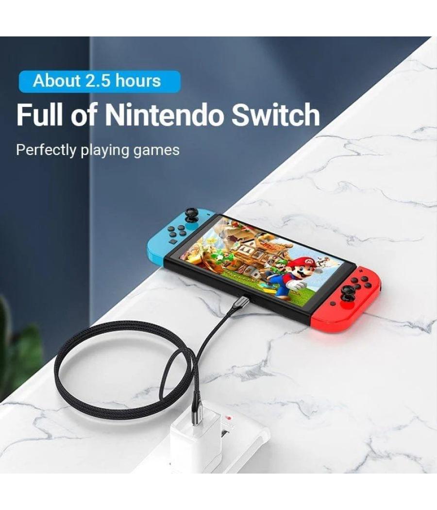 Cable usb 2.0 tipo-c vention taehg/ usb tipo-c macho - usb tipo-c macho/ hasta 100w/ 480mbps/ 1.5m/ gris