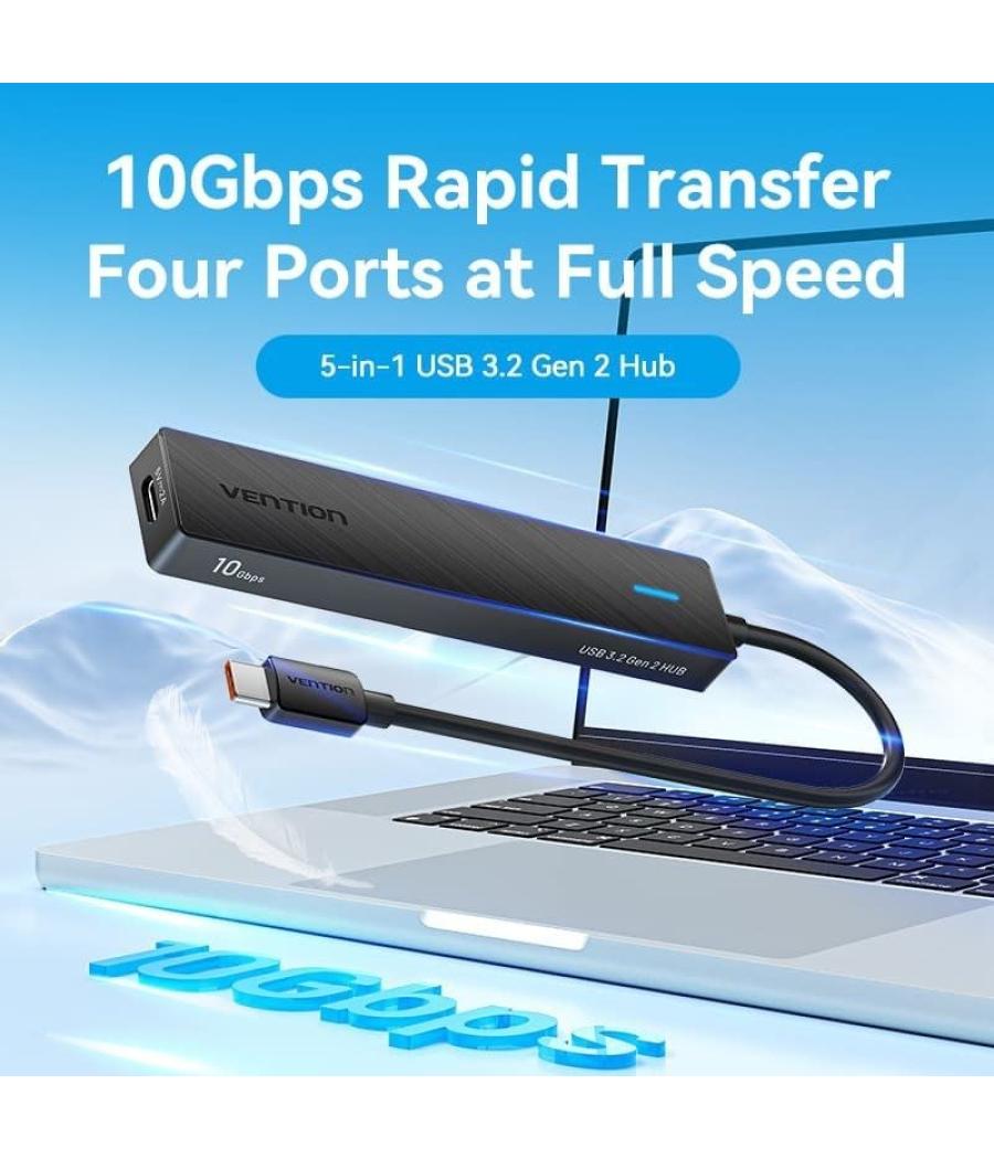 Hub usb tipo-c 3.2 vention chybb/ 2xusb tipo-c 3.2/ 2xusb 3.2/ 1xusb tipo-c/ 15cm