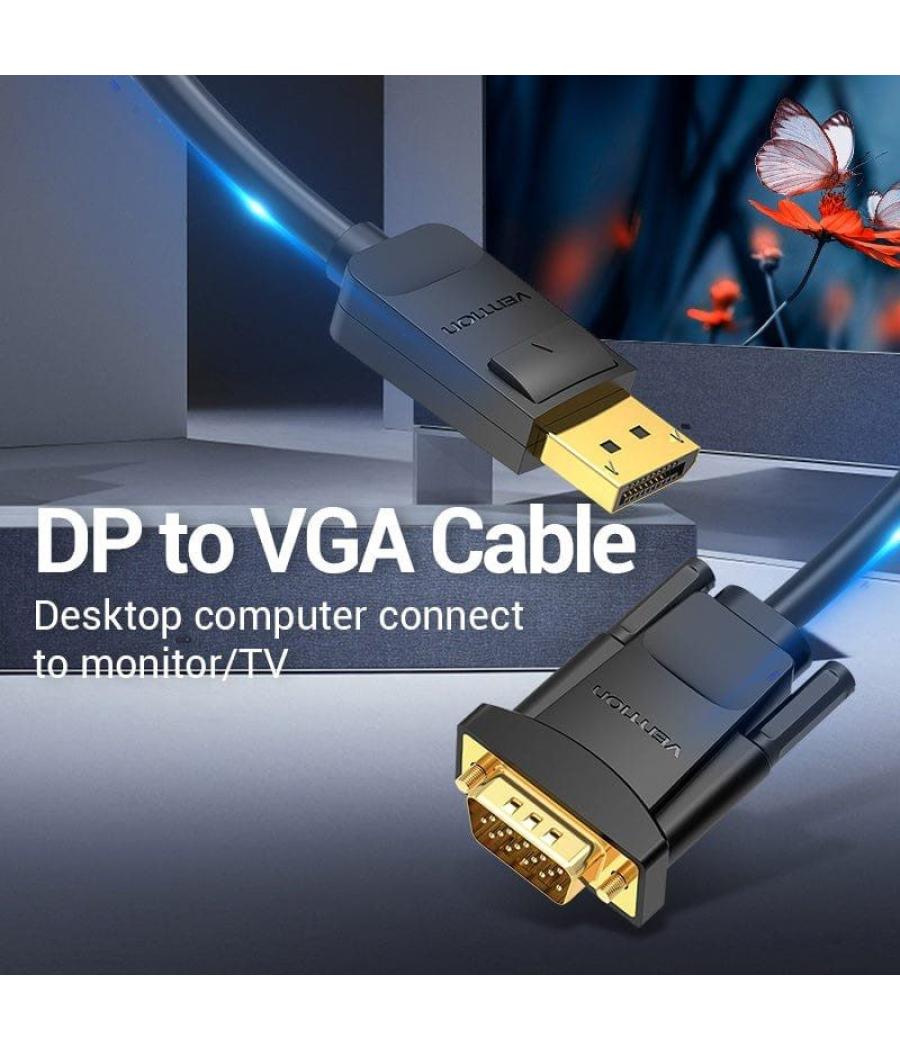 Cable conversor vention hblbj/ vga macho - displayport macho/ 5m/ negro