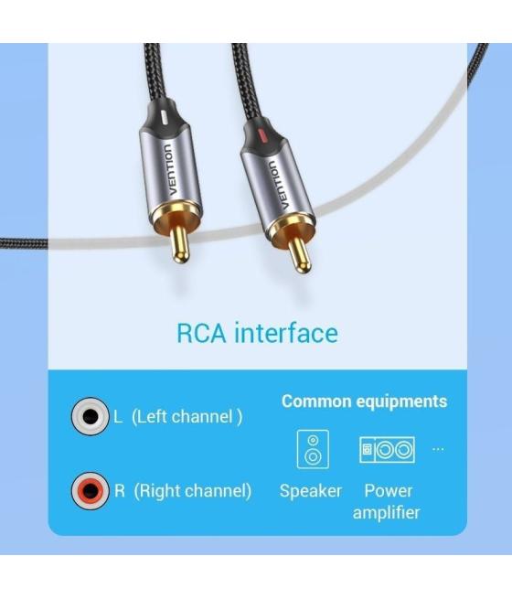 Cable conversor vention bguhh/ 2x rca macho - usb tipo-c macho/ 2m/ gris