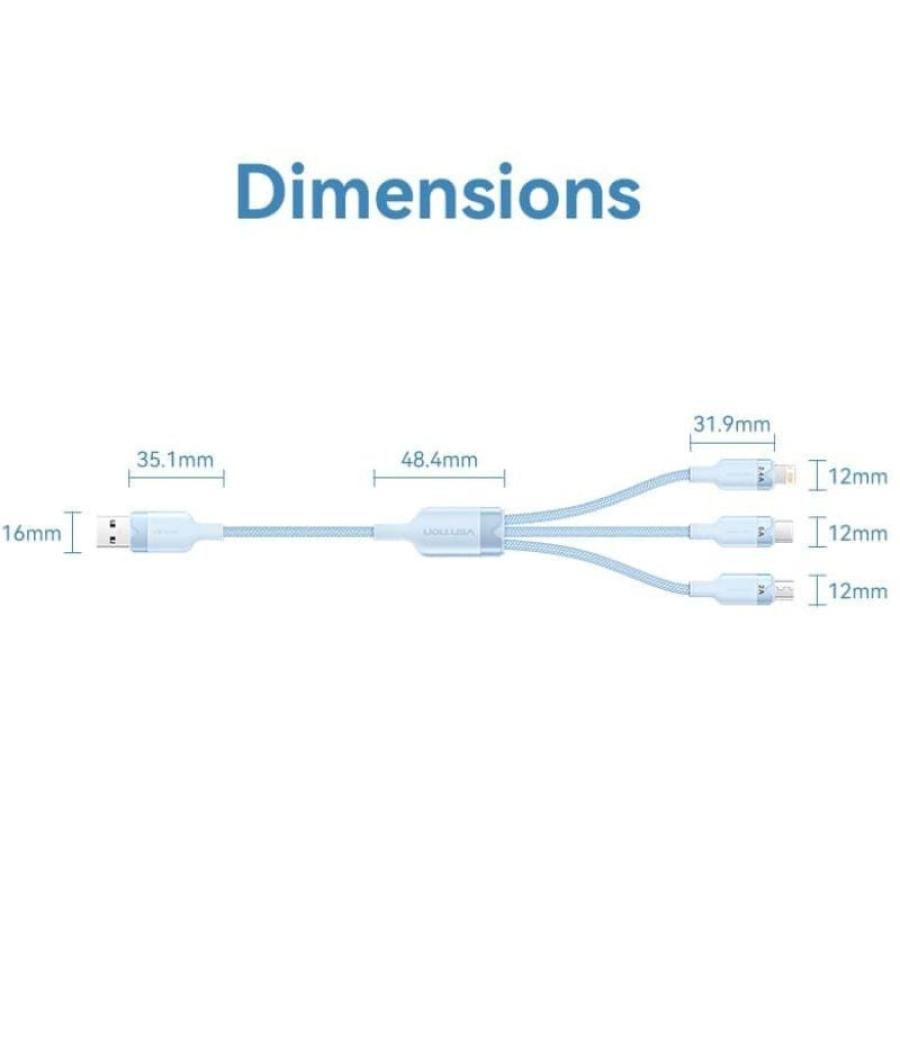 Cable usb 2.0 lightning vention ctpbg/ usb macho/ usb tipo-c macho - microusb macho - lightning macho/ 1.5m/ negro