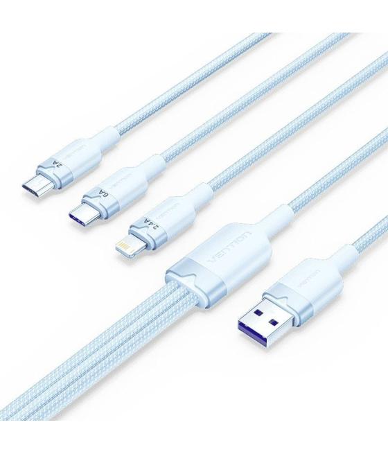 Cable usb 2.0 lightning vention ctplg/ usb macho/ usb tipo-c macho - microusb macho - lightning macho/ 1.5m/ azul