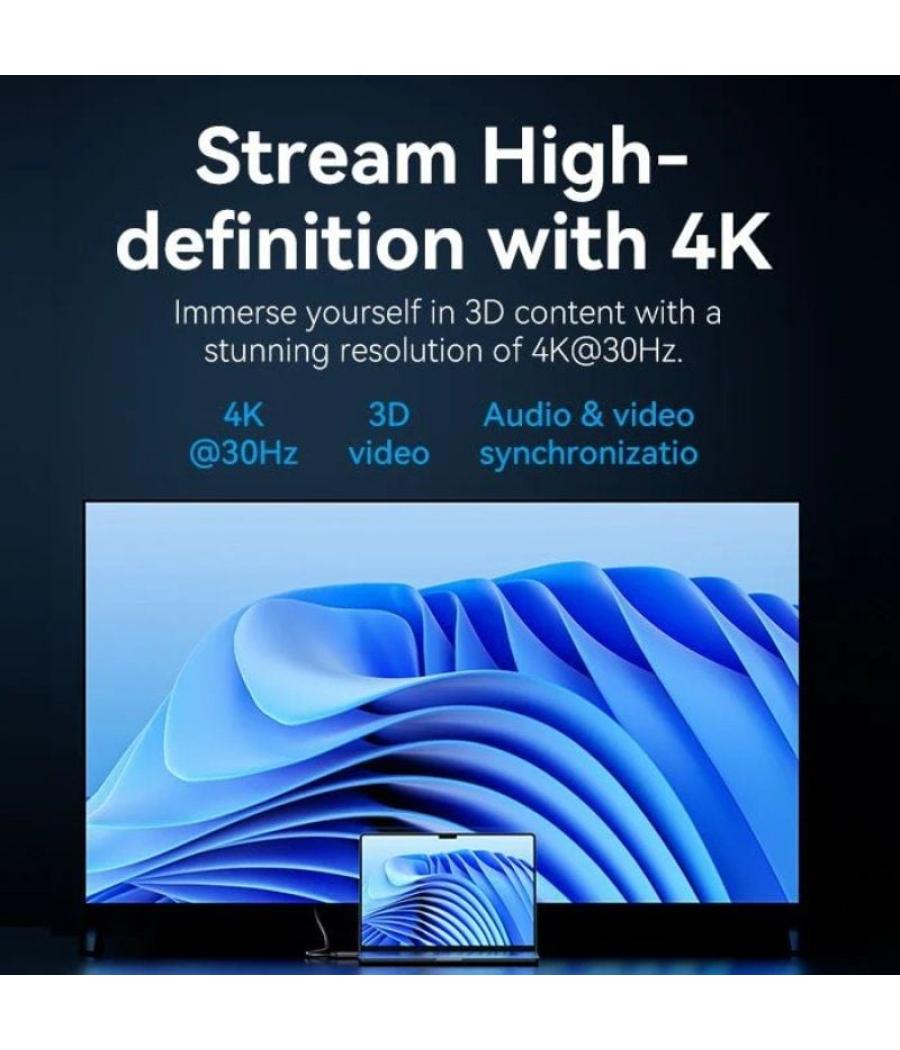 Cable conversor vention hfobj/ displayport macho - hdmi macho/ 5m/ negro