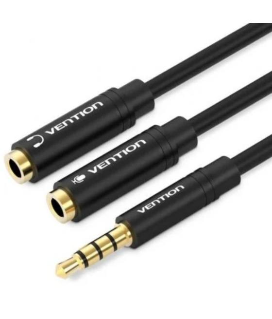 Cable audio estereo jack 3.5/m 2xjack 3.5/h 0.3 m negro vention