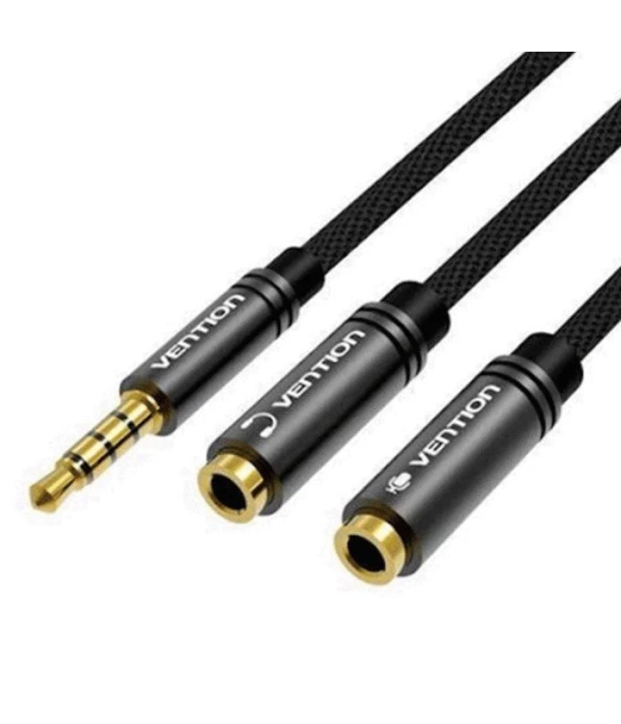 Cable audio estereo jack 3.5/m 2xjack 3.5/h 0.3 m negro vention