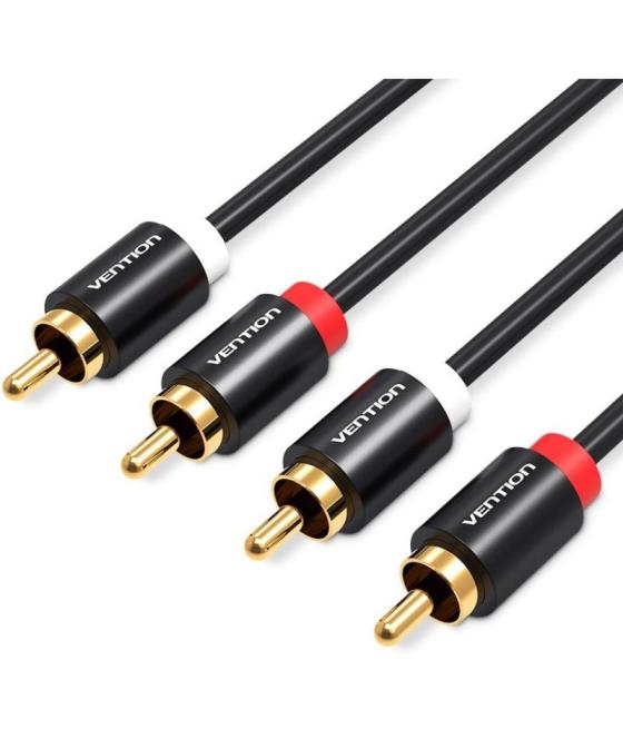 Cable audio estereo 2xrca/m 2xrca/m 2 m negro vention