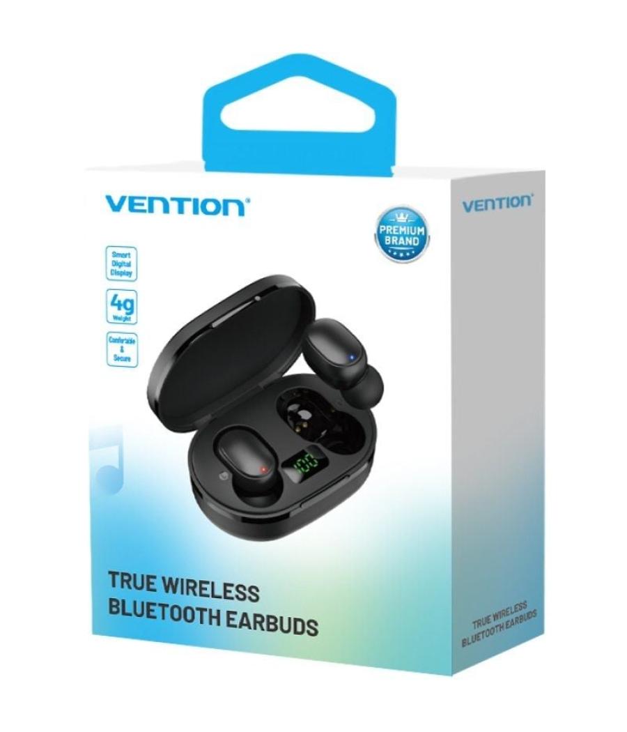 Auriculares bluetooth vention tiny t16 f12b0 con estuche de carga/ autonomía 7h/ negros