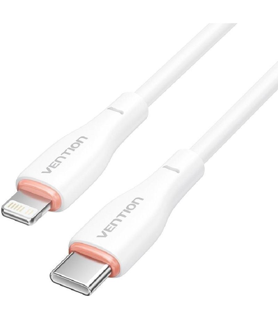 Cable usb tipo-c lightning vention h28wf/ usb tipo-c macho - lightning macho/ 1m/ blanco