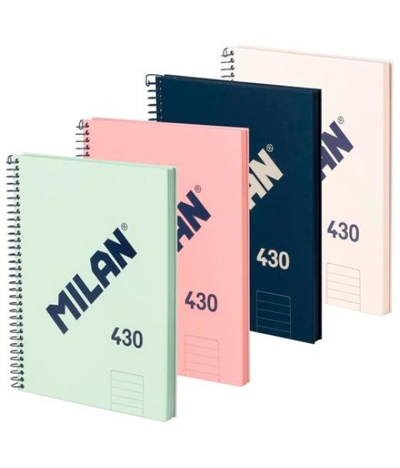 Milan cuaderno con espiral a4 80 hojas 95gr liso serie 430 since 1918 colores surtidos pack 4 ud