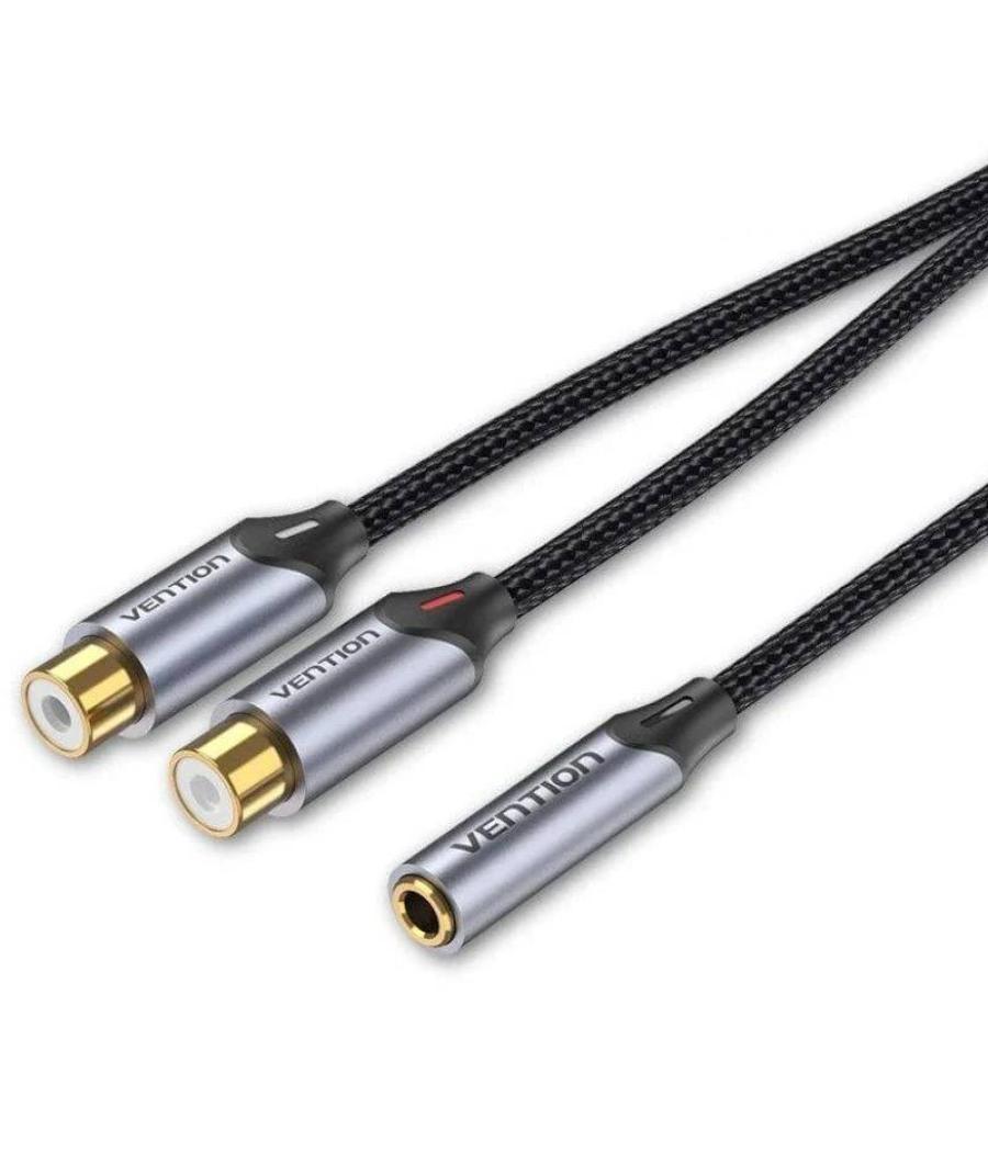 Cable audio estereo jack 3.5/h 2xrca/m 0.3 m gris vention