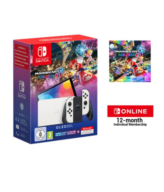 Nintendo Switch OLED + Mario Kart 8 Deluxe + Switch Online 12 Months videoconsola portátil 17,8 cm (7") 64 GB Pantalla táctil Wi