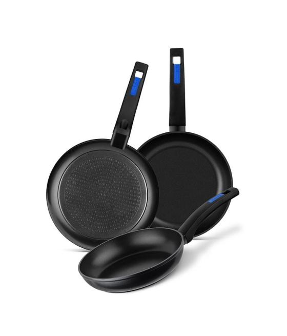 Pack 3 sartenes forjadas monix - ø18/ø22/ø26 - aluminio forjado - antiadherente gran calidad - para todo tipo de encimeras - man