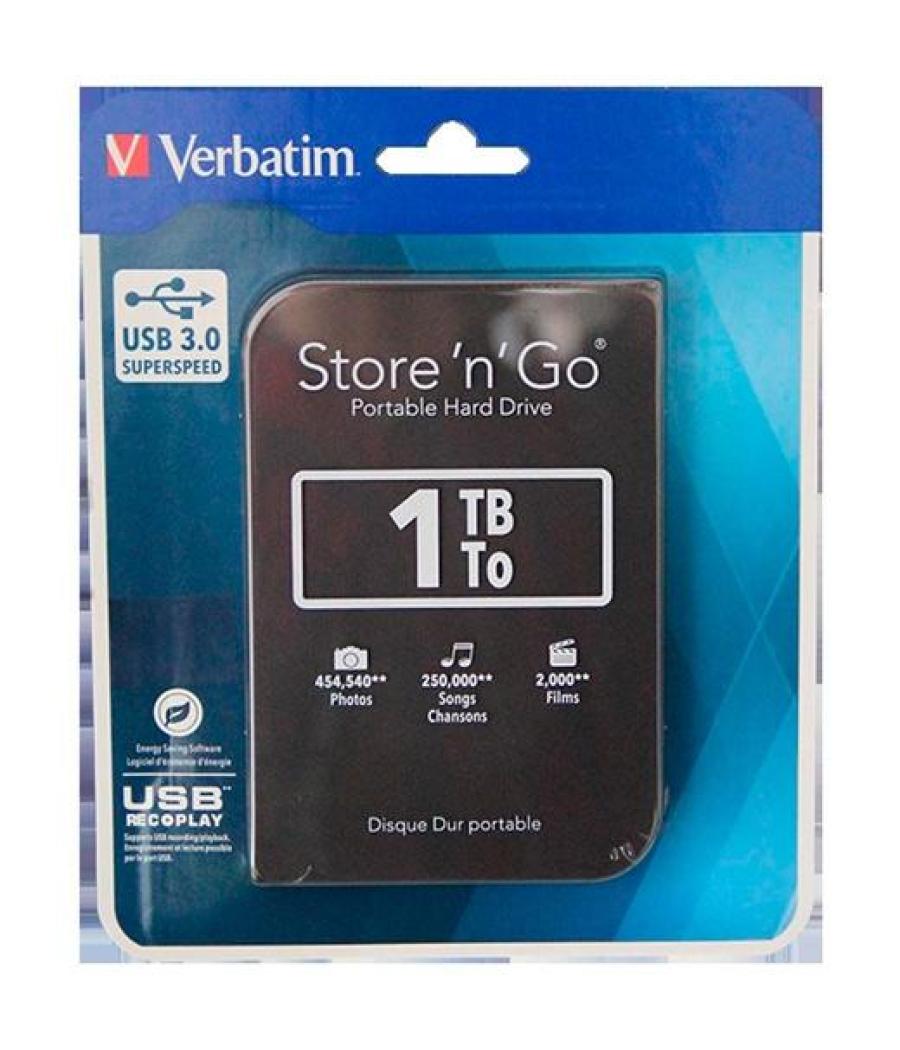 Verbatim disco duro externo 1tb hdd 2.5" usb 3.0 negro