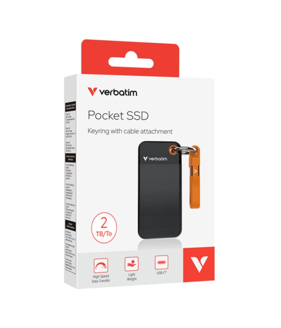 Verbatim Pocket SSD 2 TB USB Tipo C 3.2 Gen 2 (3.1 Gen 2) Negro, Naranja