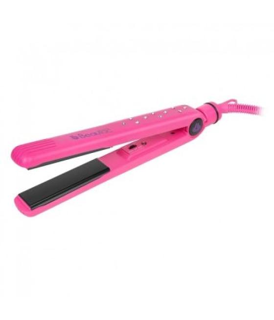 Plancha de pelo beautac bts200 pink placa ceramica/turmalina tecnologia de iones alisa y ondula 180º-210º color pink