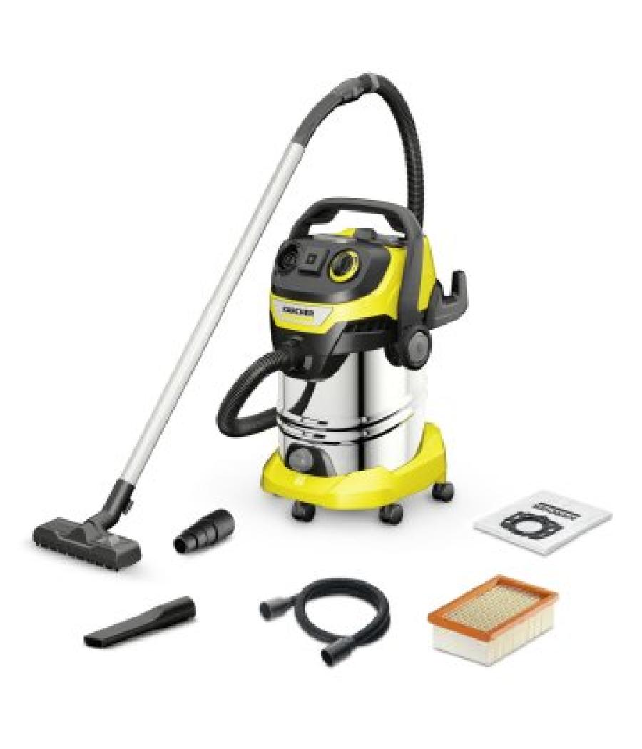 Aspirador solidos y liquidos karcher wd6ps deposito acero inoxidable 30l filtro plano 1300w cable 6m