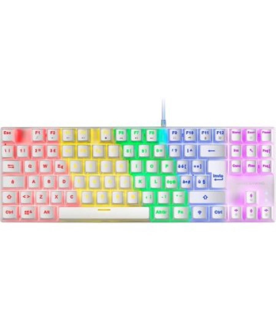 Teclado mecanico compackto tkl mars gaming mk80 italiano white iluminacion 12efectos switch marron rgb pr de 1000hz anti-gho