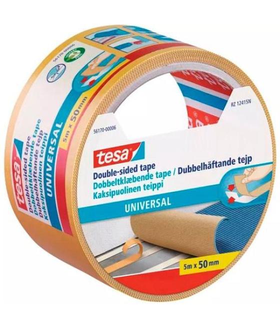 Tesa cinta adhesiva doble cara universal 50mm x 5m beige