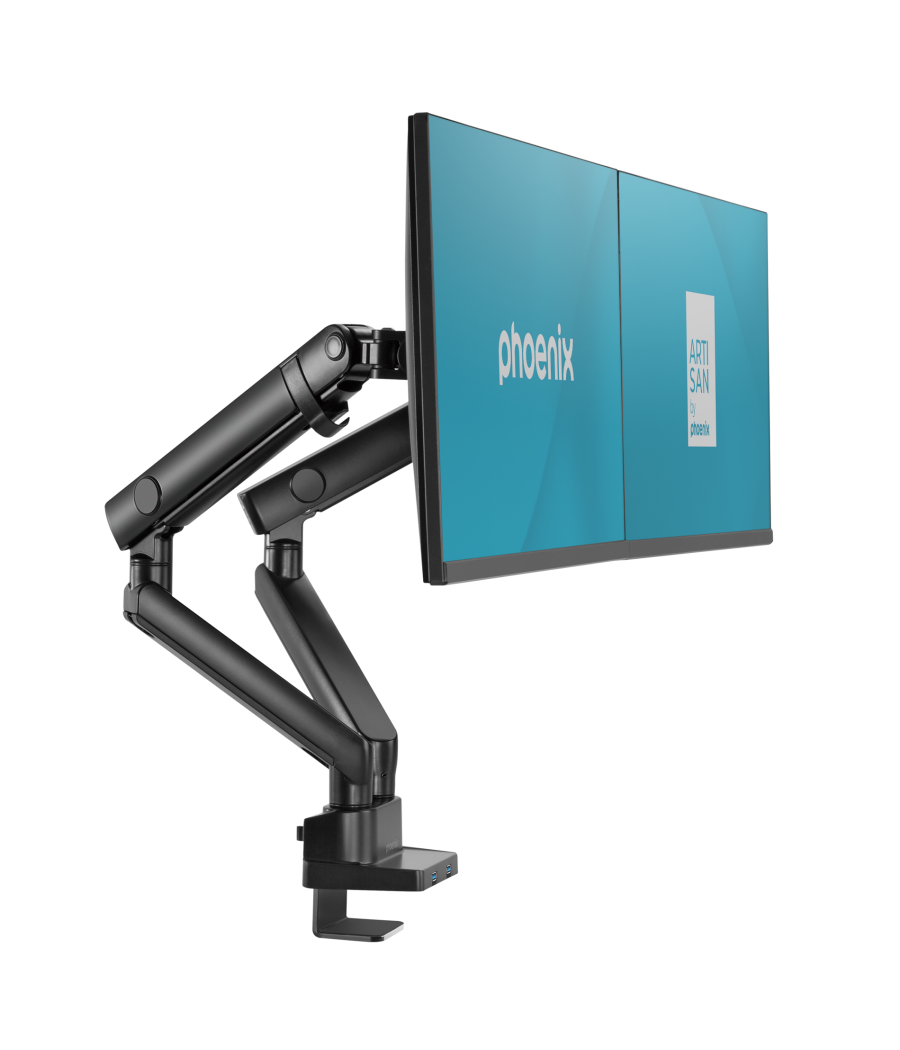 Phoenix mstand2 brazo articulado resorte de gas para doble monitor hasta 27 vesa 75 x 75 - 100 x 100 incluye 2 usb