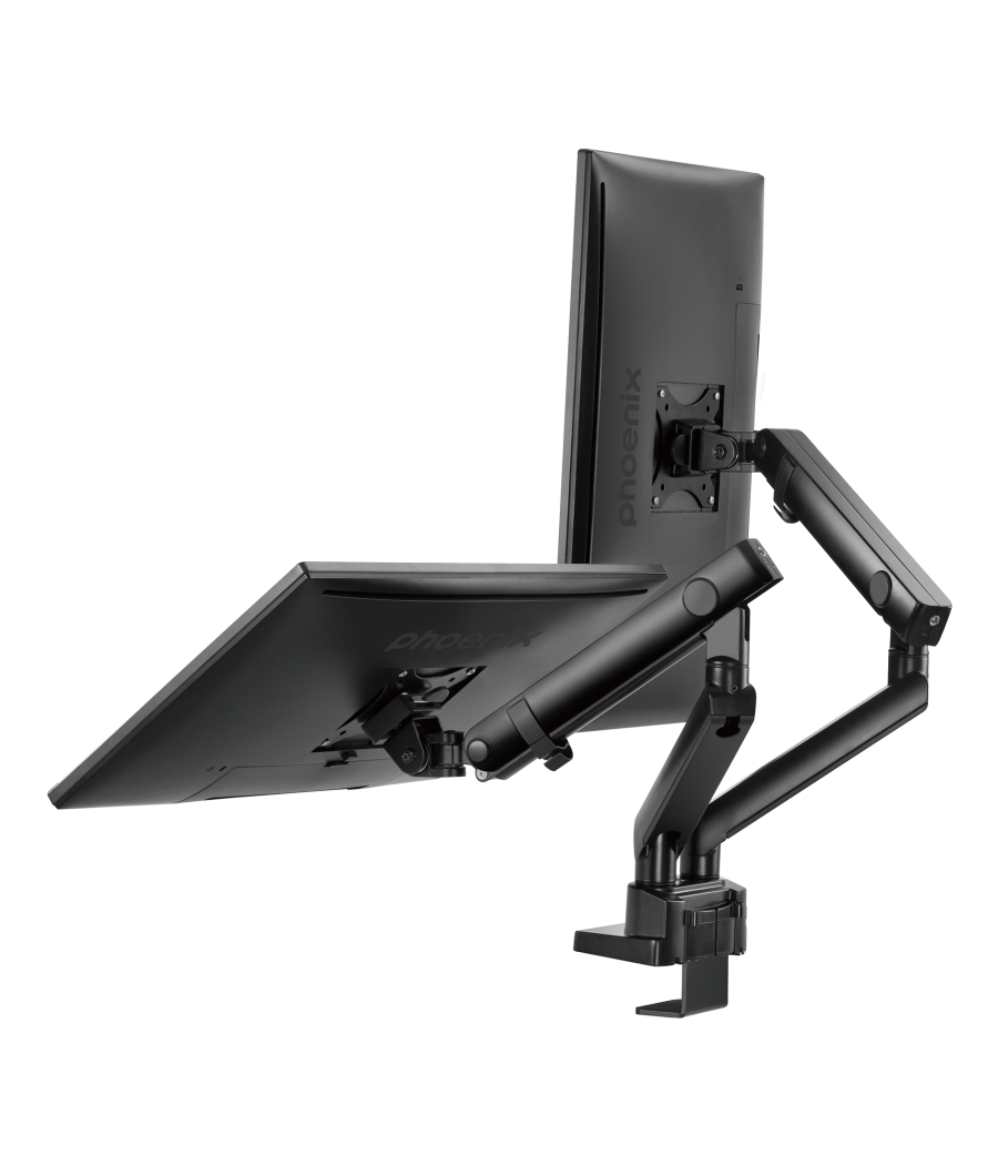 Phoenix mstand2 brazo articulado resorte de gas para doble monitor hasta 27 vesa 75 x 75 - 100 x 100 incluye 2 usb