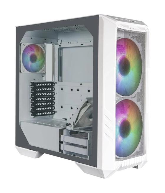 Caja ordenador gaming atx cooler master haf 500 blanca cristal templado - 2 x 200mm argb frontal - 1 x 120mm trasero argb - 1 x 