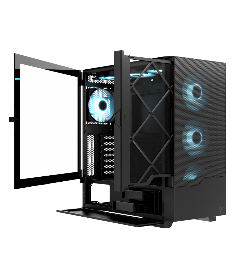 Caja gaming phoenix ember atx doble cristal templado con soporte para gpu