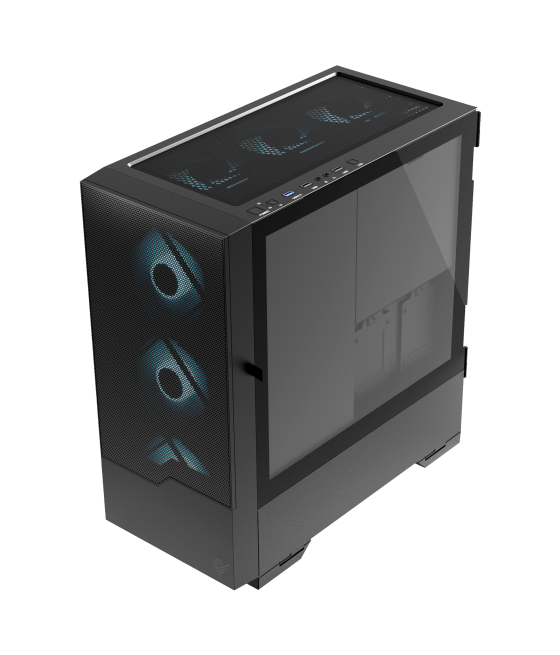 Caja gaming phoenix ember atx doble cristal templado con soporte para gpu