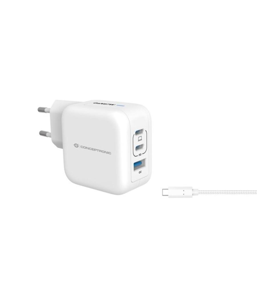 Cargador de pared conceptronic althea17w 67w + cable usb tipo c blanco