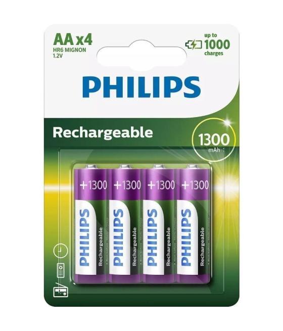 Pack de 4 pilas aa philips r6b4a130/10/ 1.2v/ recargables